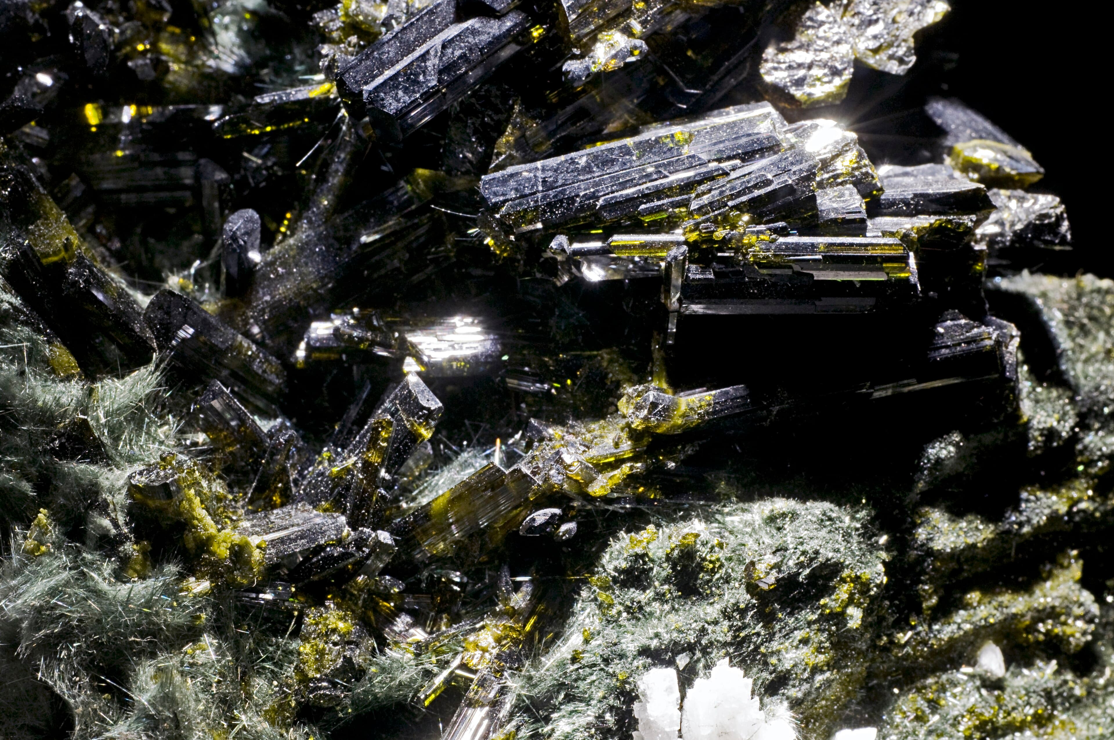 Epidot-Kristalle aus der Mineraliensammlung des Naturmuseums Senckenberg